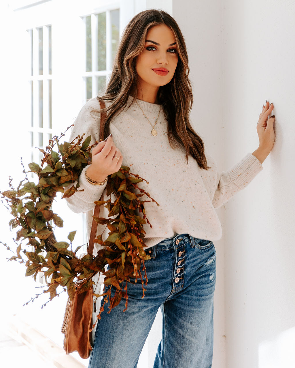 Maylee Speckled Knit Sweater Ins Street