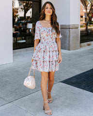 Brianna Floral Ruffle Tiered Dress - Light Blue Ins Street