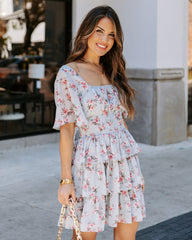 Brianna Floral Ruffle Tiered Dress - Light Blue Ins Street