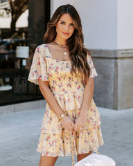 Brianna Floral Ruffle Tiered Dress - Yellow Ins Street