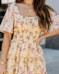 Brianna Floral Ruffle Tiered Dress - Yellow Ins Street