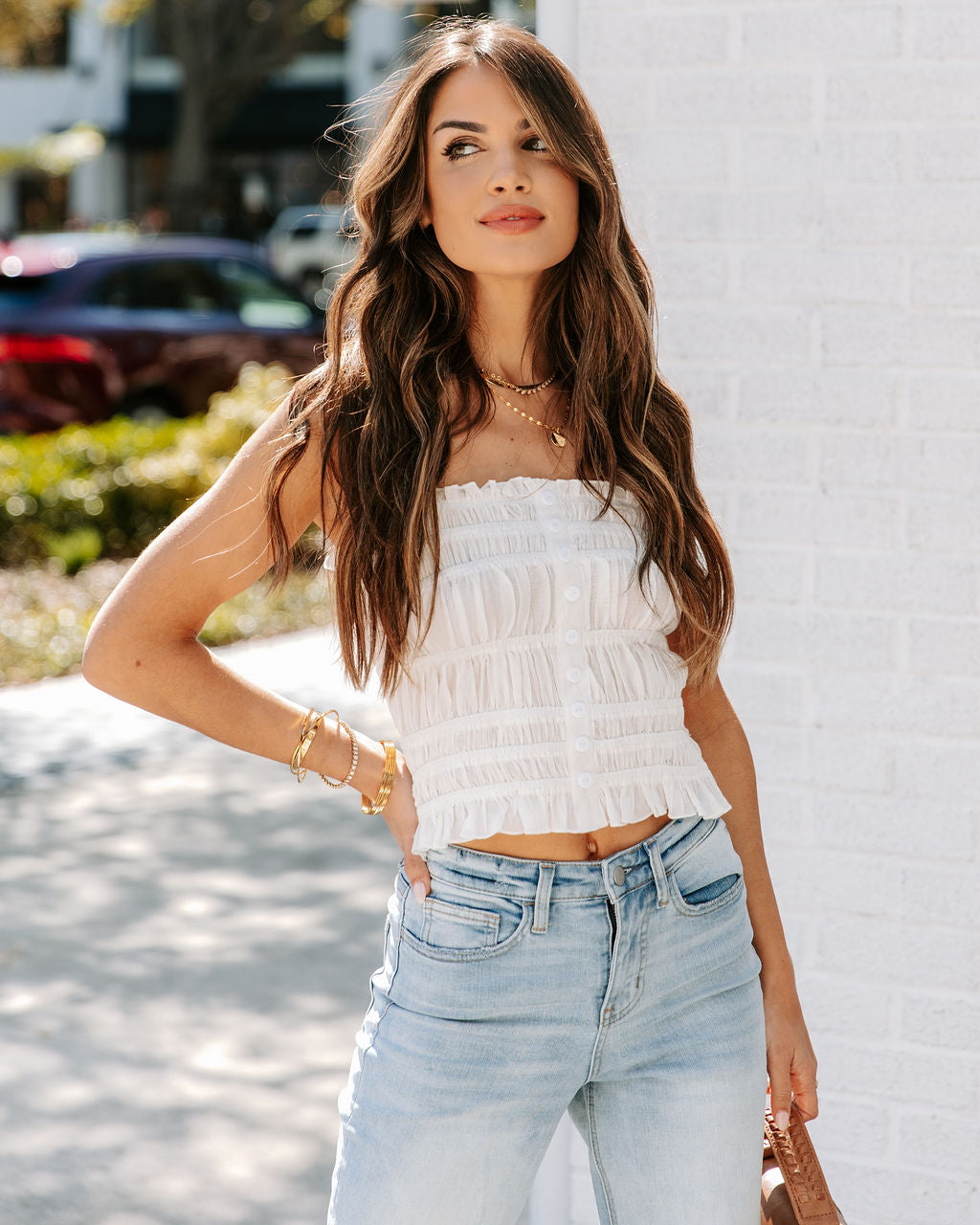 Evangelista Cotton Crop Top - White Ins Street