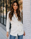 Thoughts Of You Pearl Embellished Tie Cardigan - Ivory - FINAL SALE ON T-001