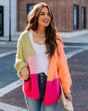 Courage Pocketed Colorblock Knit Cardigan - Sage Multi - FINAL SALE LIST-001