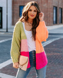 Courage Pocketed Colorblock Knit Cardigan - Sage Multi - FINAL SALE LIST-001