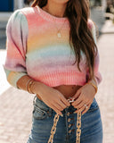 Like A Rainbow Crop Knit Sweater Ins Street