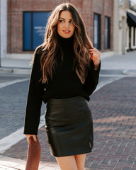 Mazine Faux Leather Mini Skirt - Black Ins Street