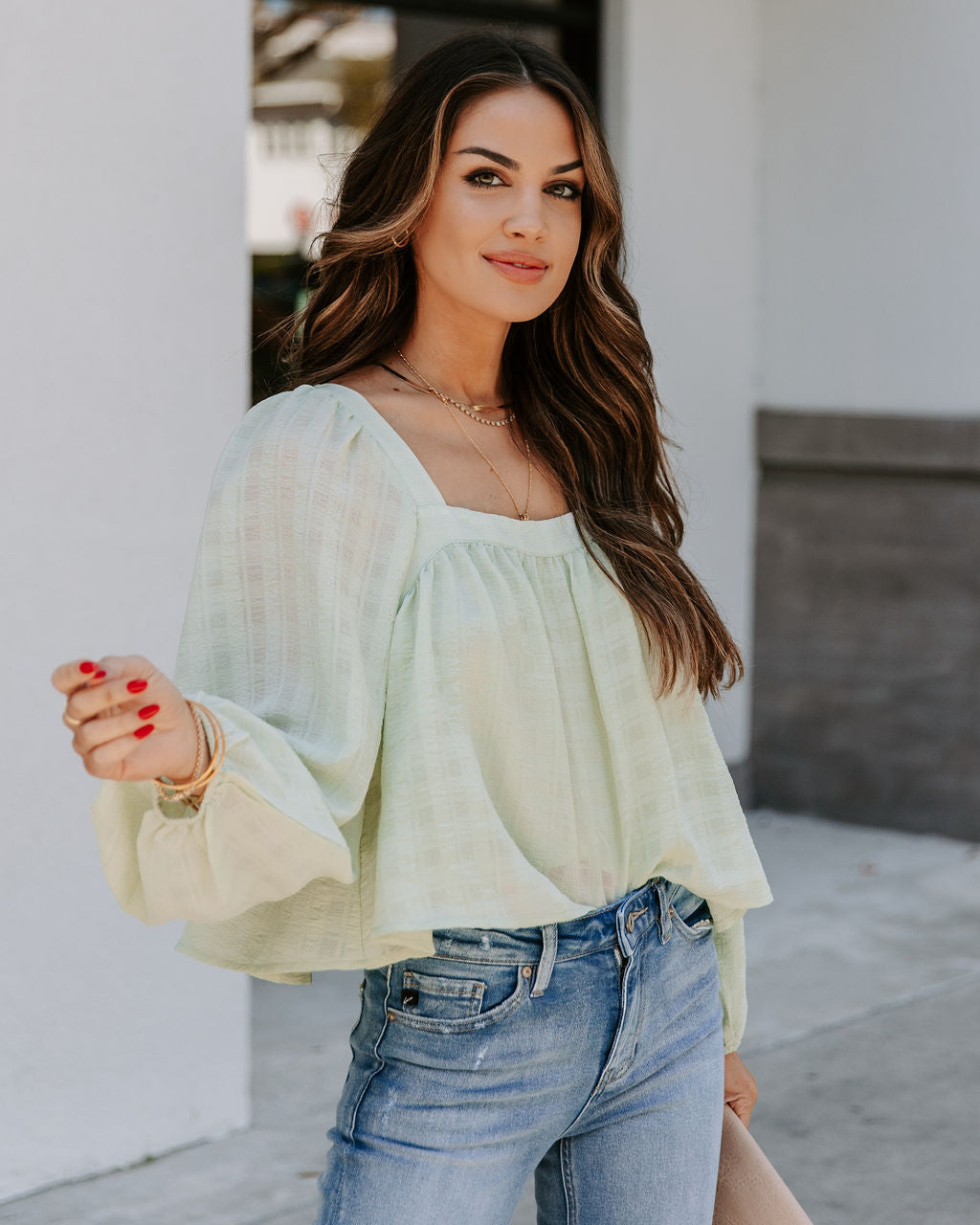 Indra Square Neck Crop Blouse - Sage Ins Street