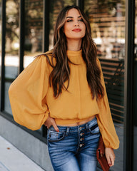 Marquee Mock Neck Billowed Blouse - Mustard Ins Street