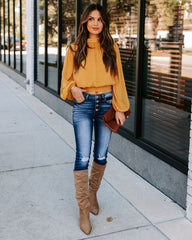 Marquee Mock Neck Billowed Blouse - Mustard Ins Street