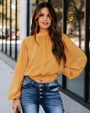 Marquee Mock Neck Billowed Blouse - Mustard Ins Street