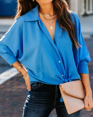 Attention To Detail Button Down Tie Blouse - Clean Blue - FINAL SALE InsStreet