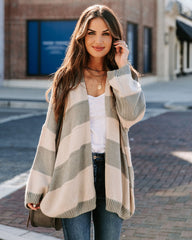 Wildan Striped Knit Cardigan - Grey Ins Street