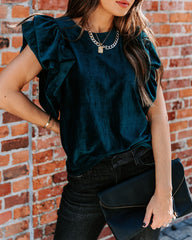 Baron Ribbed Velvet Top - Teal InsStreet