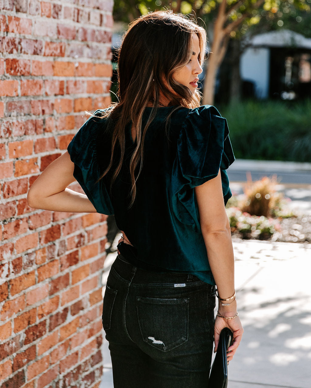 Baron Ribbed Velvet Top - Teal InsStreet