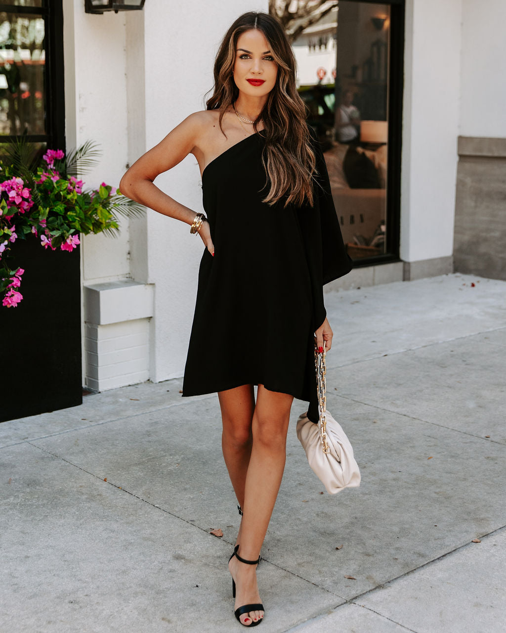 Side To Side One Shoulder Statement Dress - Black Ins Street