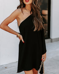 Side To Side One Shoulder Statement Dress - Black Ins Street