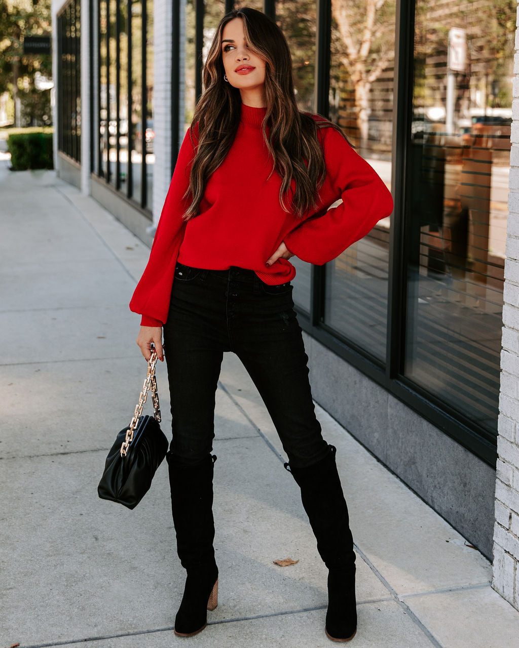 Georgia Knit Sweater - Red Ins Street