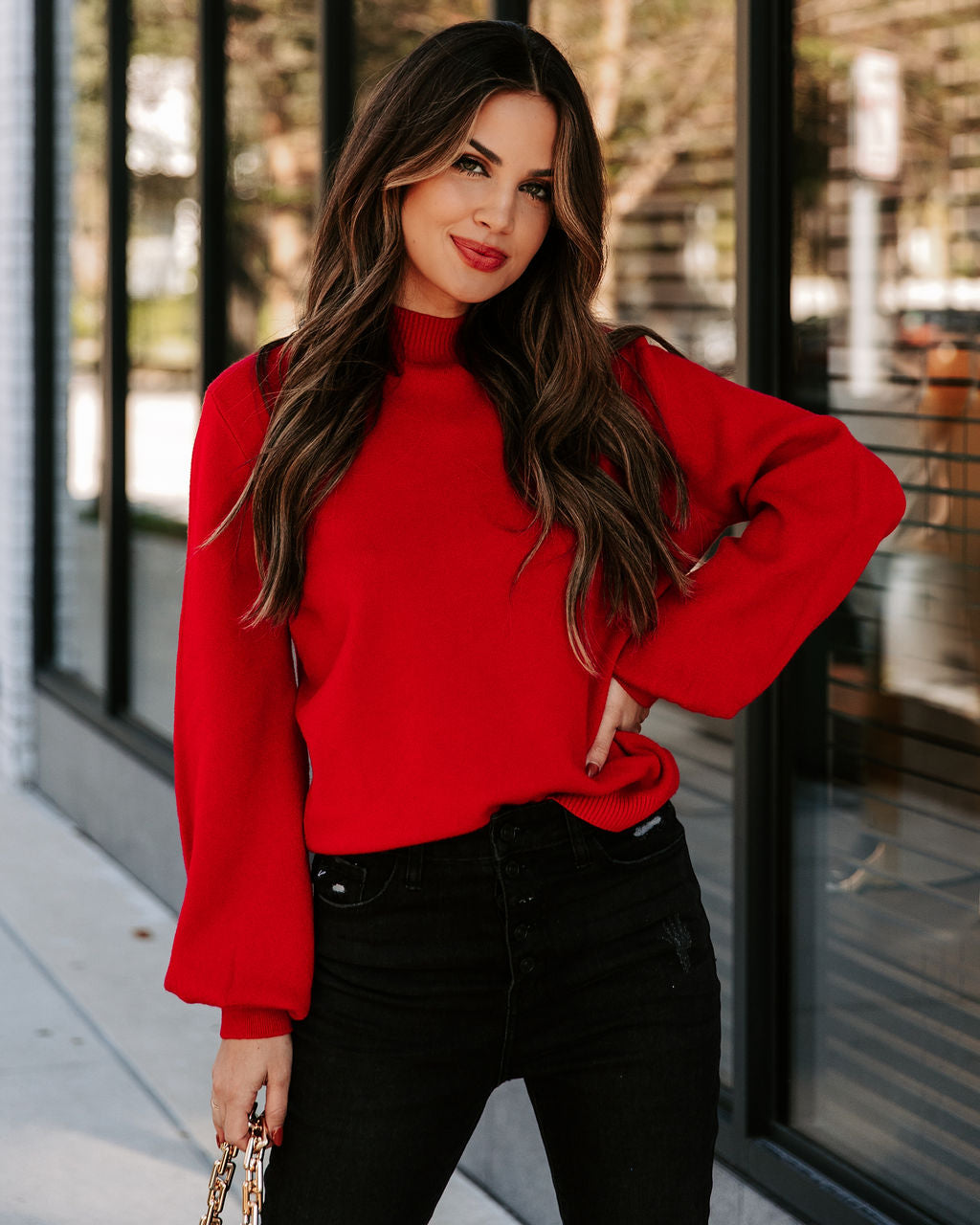 Georgia Knit Sweater - Red Ins Street