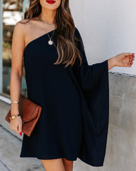 Side To Side One Shoulder Statement Dress - Navy Ins Street