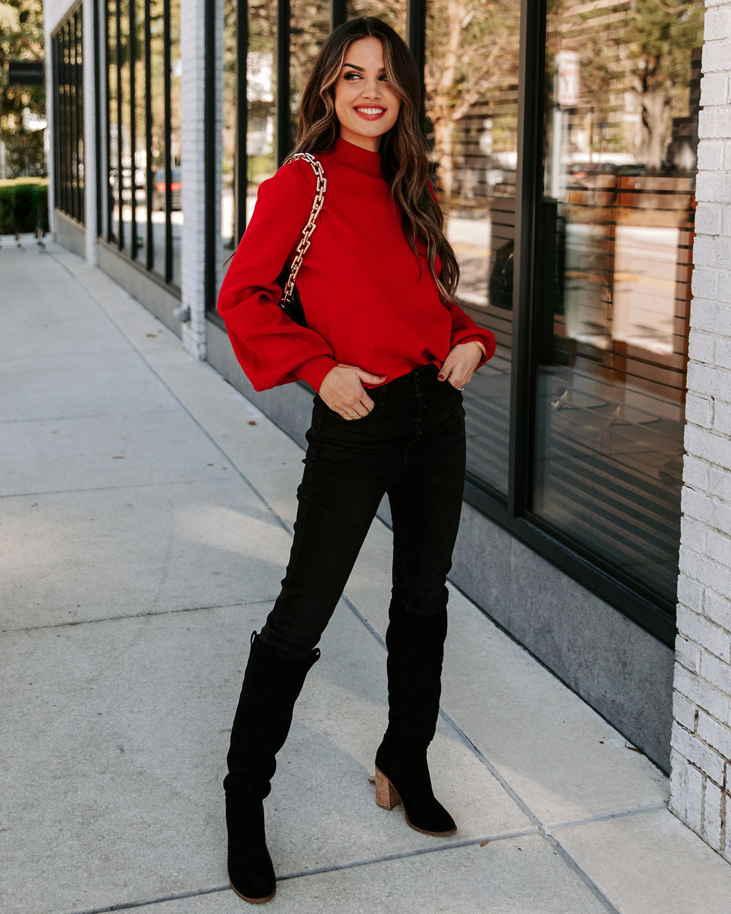 Georgia Knit Sweater - Red Ins Street