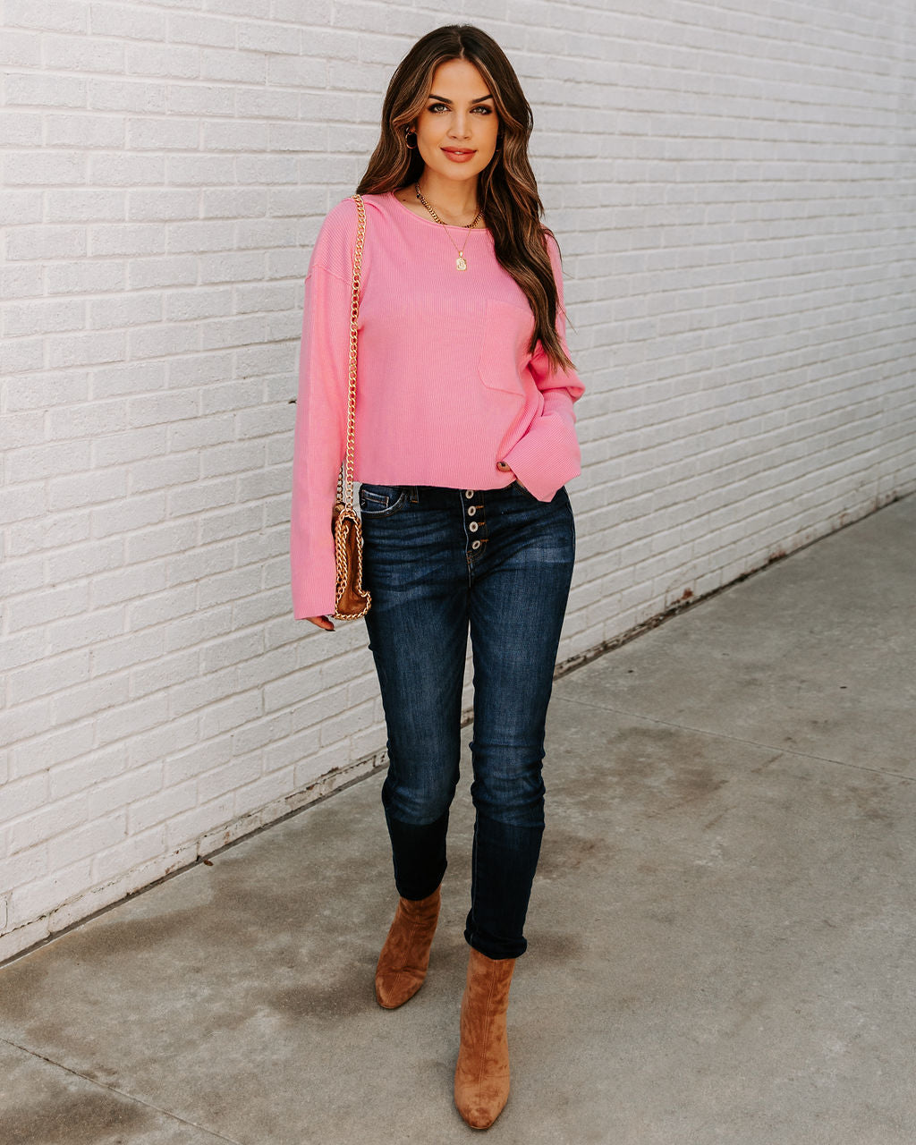 Slippery Slope Crop Knit Sweater - Pink - FINAL SALE Ins Street