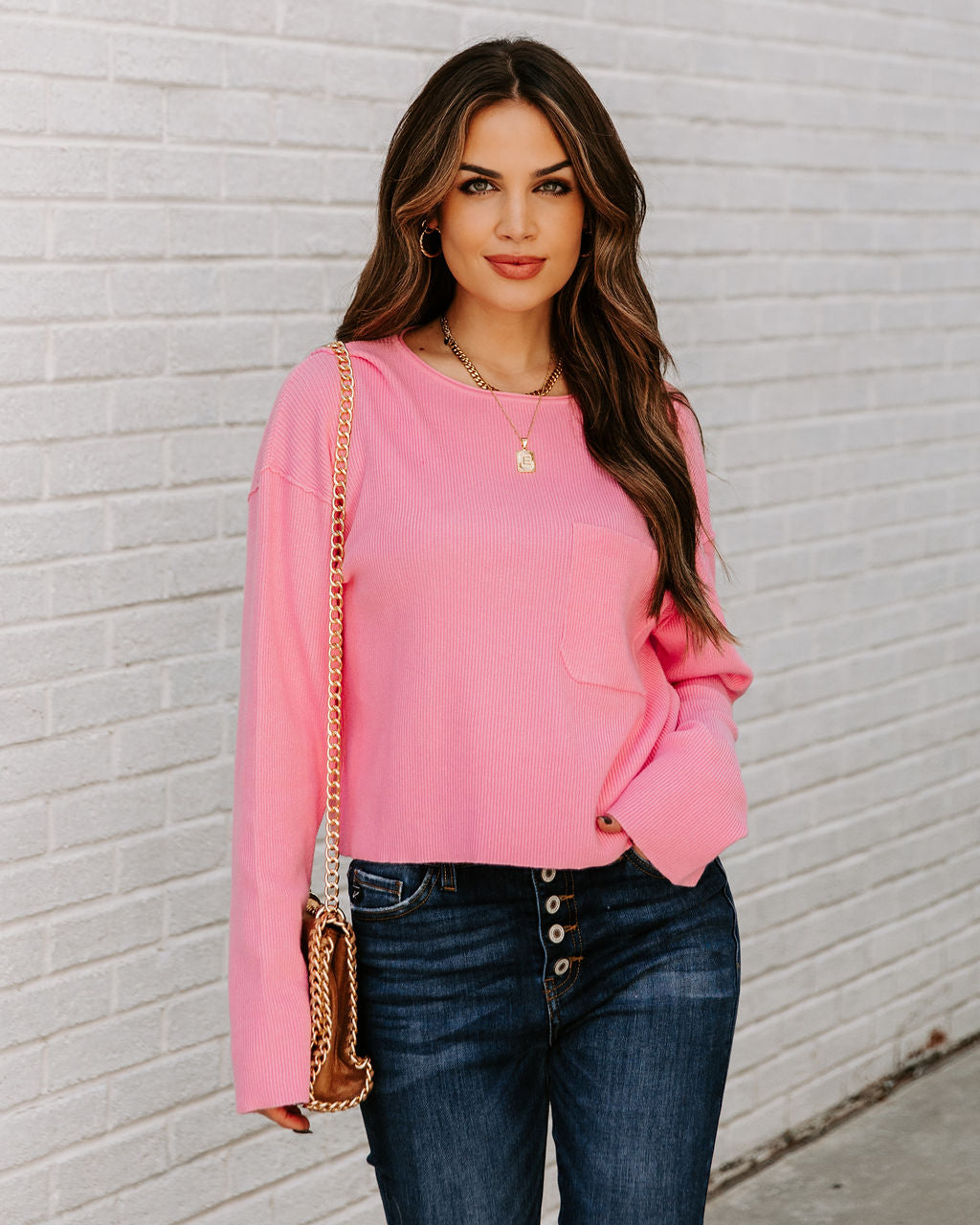 Slippery Slope Crop Knit Sweater - Pink - FINAL SALE Ins Street