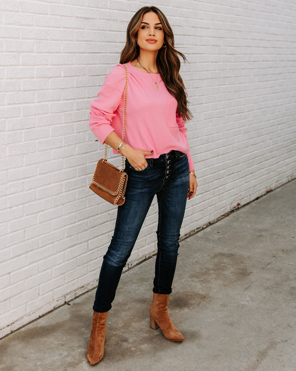 Slippery Slope Crop Knit Sweater - Pink - FINAL SALE Ins Street