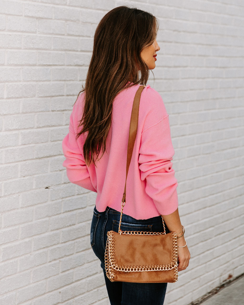 Slippery Slope Crop Knit Sweater - Pink - FINAL SALE Ins Street