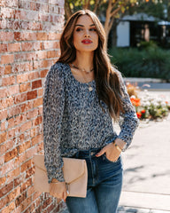 Lost In Your Eyes Printed Blouse - Blue Ins Street