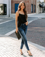 Stop And Stare Cowl Neck Lace Cami Tank - Black - FINAL SALE Ins Street