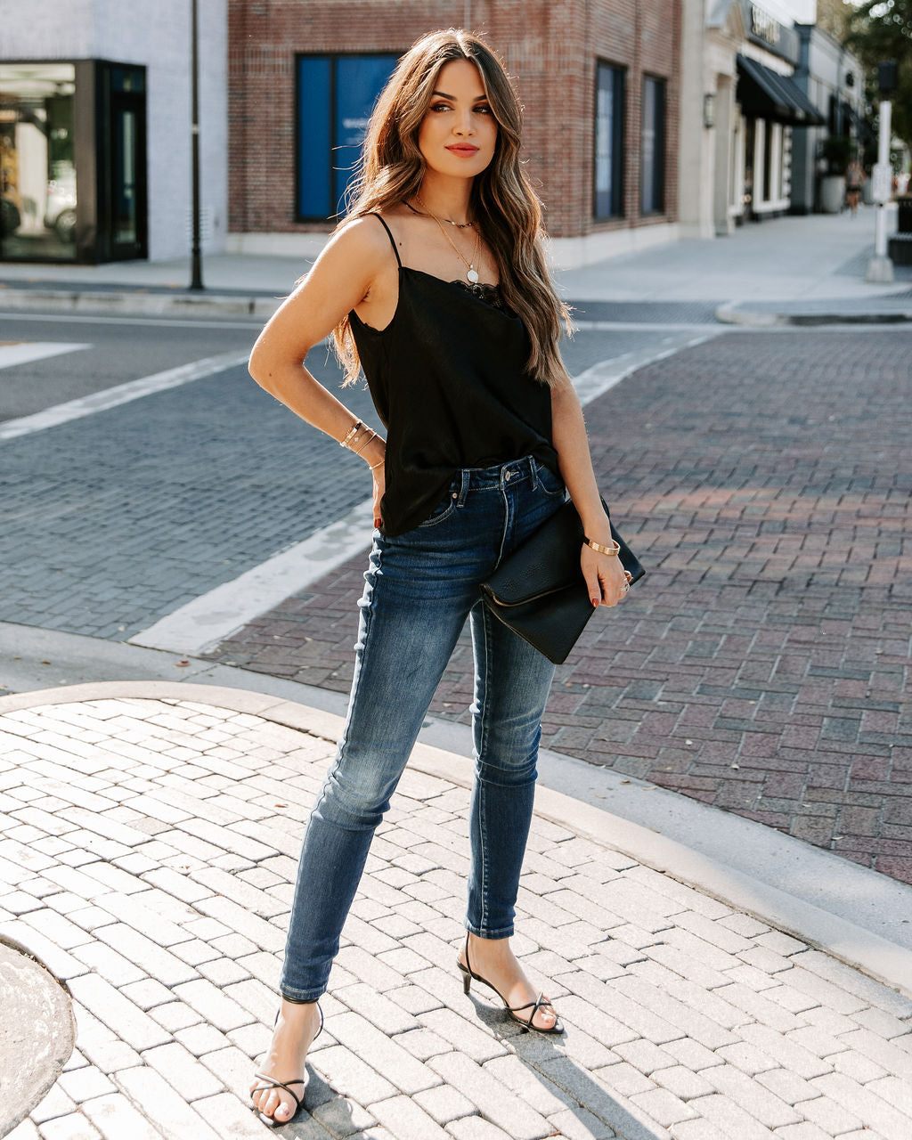 Stop And Stare Cowl Neck Lace Cami Tank - Black - FINAL SALE Ins Street