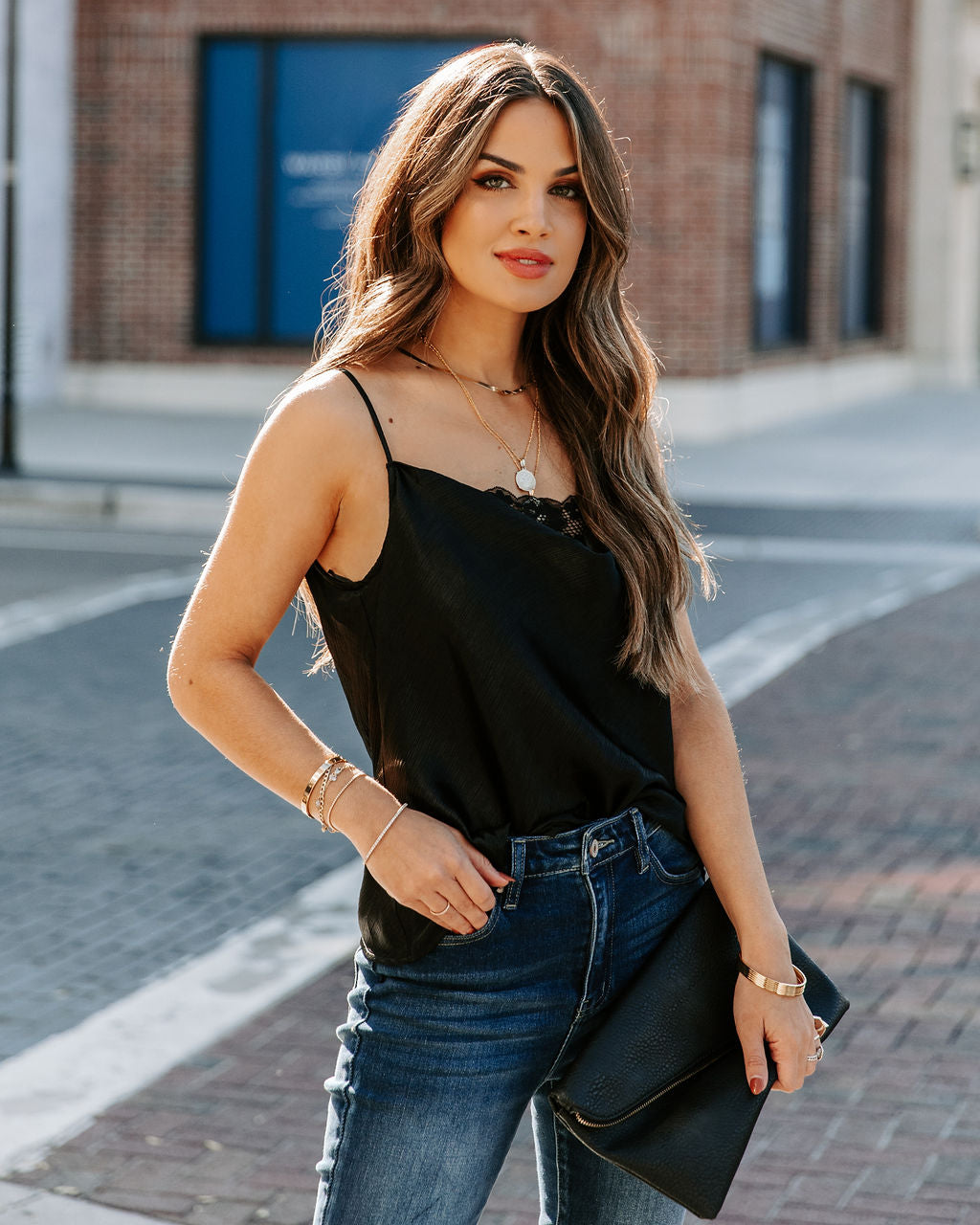 Stop And Stare Cowl Neck Lace Cami Tank - Black - FINAL SALE Ins Street