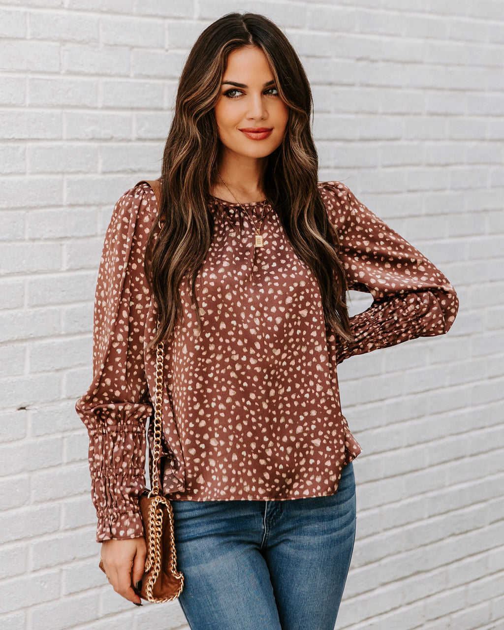 Rendosa Printed Satin Blouse Ins Street