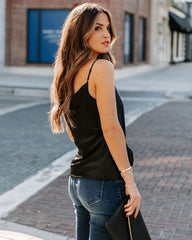 Stop And Stare Cowl Neck Lace Cami Tank - Black - FINAL SALE Ins Street