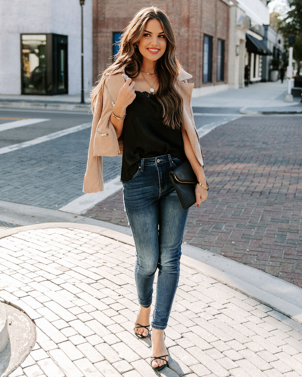 Stop And Stare Cowl Neck Lace Cami Tank - Black - FINAL SALE Ins Street