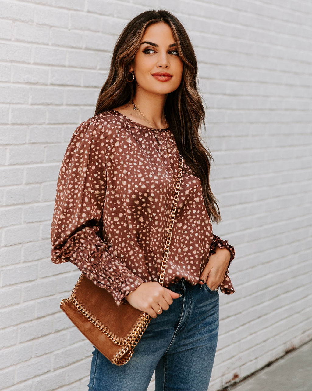 Rendosa Printed Satin Blouse Ins Street