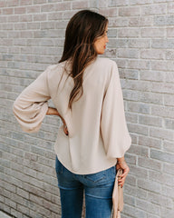 Zea Ruffle Mock Neck Blouse - Ecru Ins Street