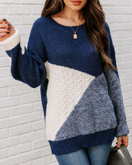 River Run Cable Knit Colorblock Sweater Ins Street