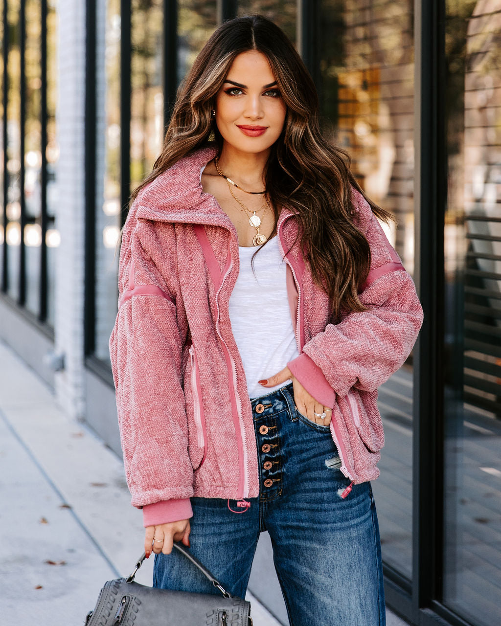 Carey Pocketed Quilted Jacket - Rose Pink - FINAL SALE Ins Street