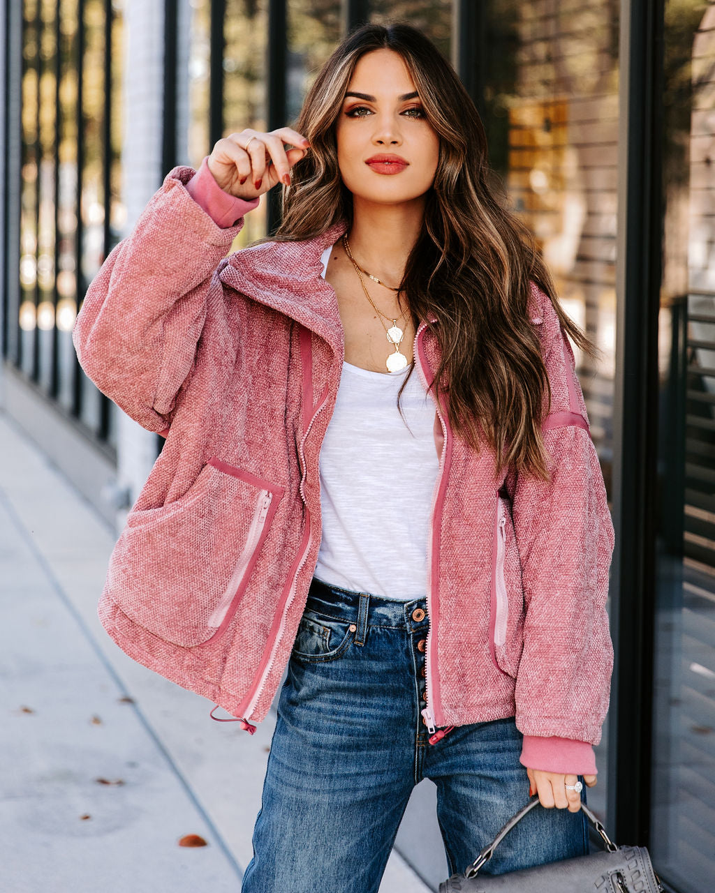 Carey Pocketed Quilted Jacket - Rose Pink - FINAL SALE Ins Street