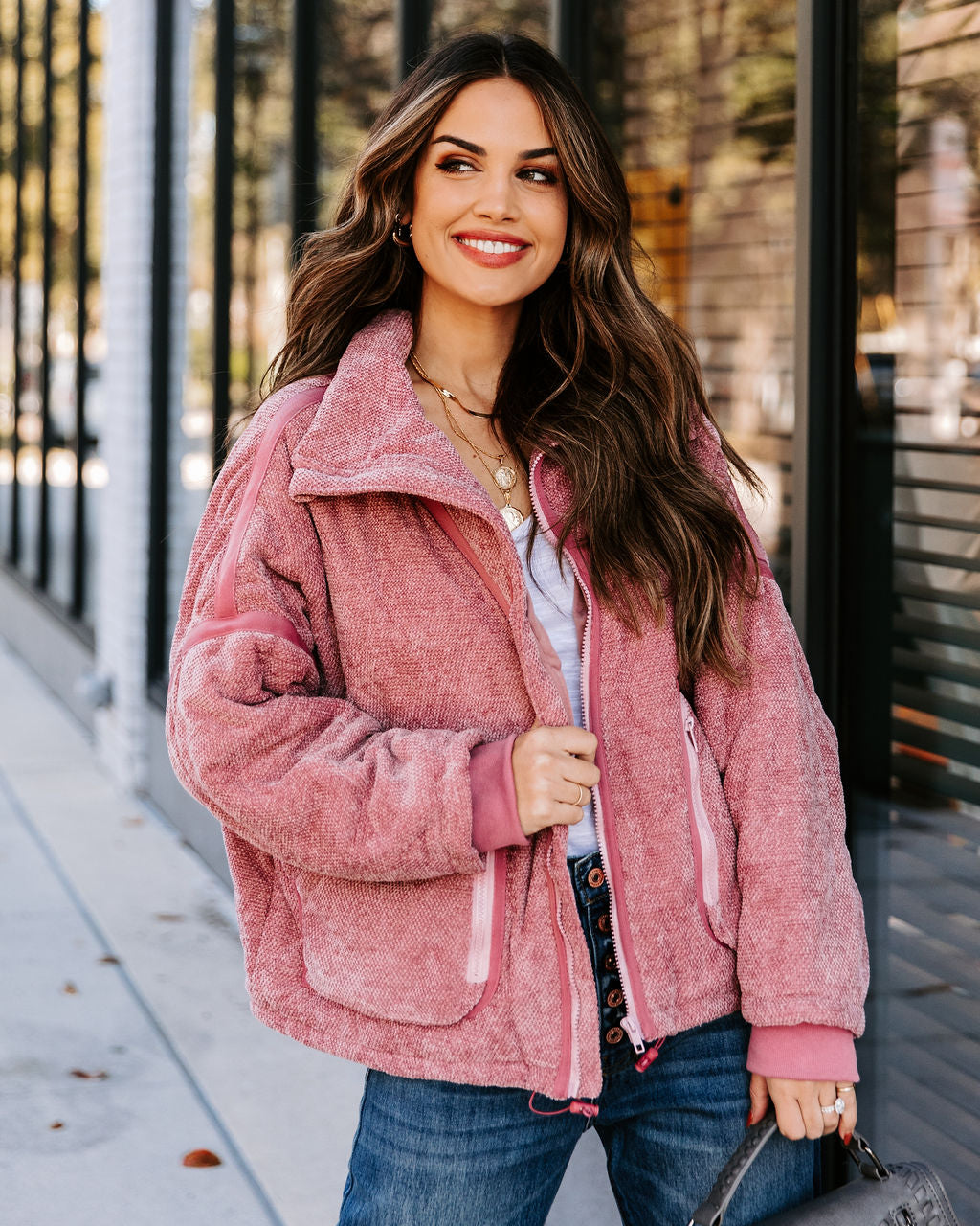 Carey Pocketed Quilted Jacket - Rose Pink - FINAL SALE Ins Street