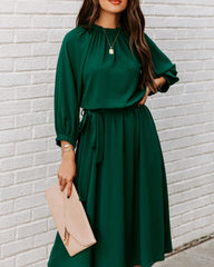 Woodhaven Tie Midi Dress - Hunter Green Ins Street