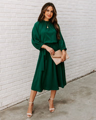 Woodhaven Tie Midi Dress - Hunter Green Ins Street