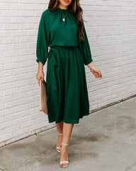 Woodhaven Tie Midi Dress - Hunter Green Ins Street