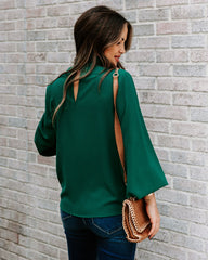 Zea Ruffle Mock Neck Blouse - Hunter Green Ins Street