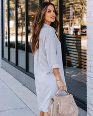 Nolita Pocketed Striped Button Down Shirt Dress - Blue Ins Street