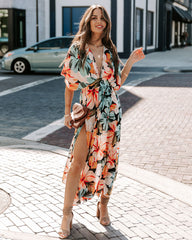 Janika Floral Kimono Midi Dress Ins Street