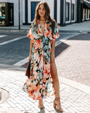 Janika Floral Kimono Midi Dress Ins Street