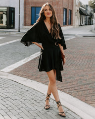 Trending Ruffle Wrap Romper - Black DO+B-001